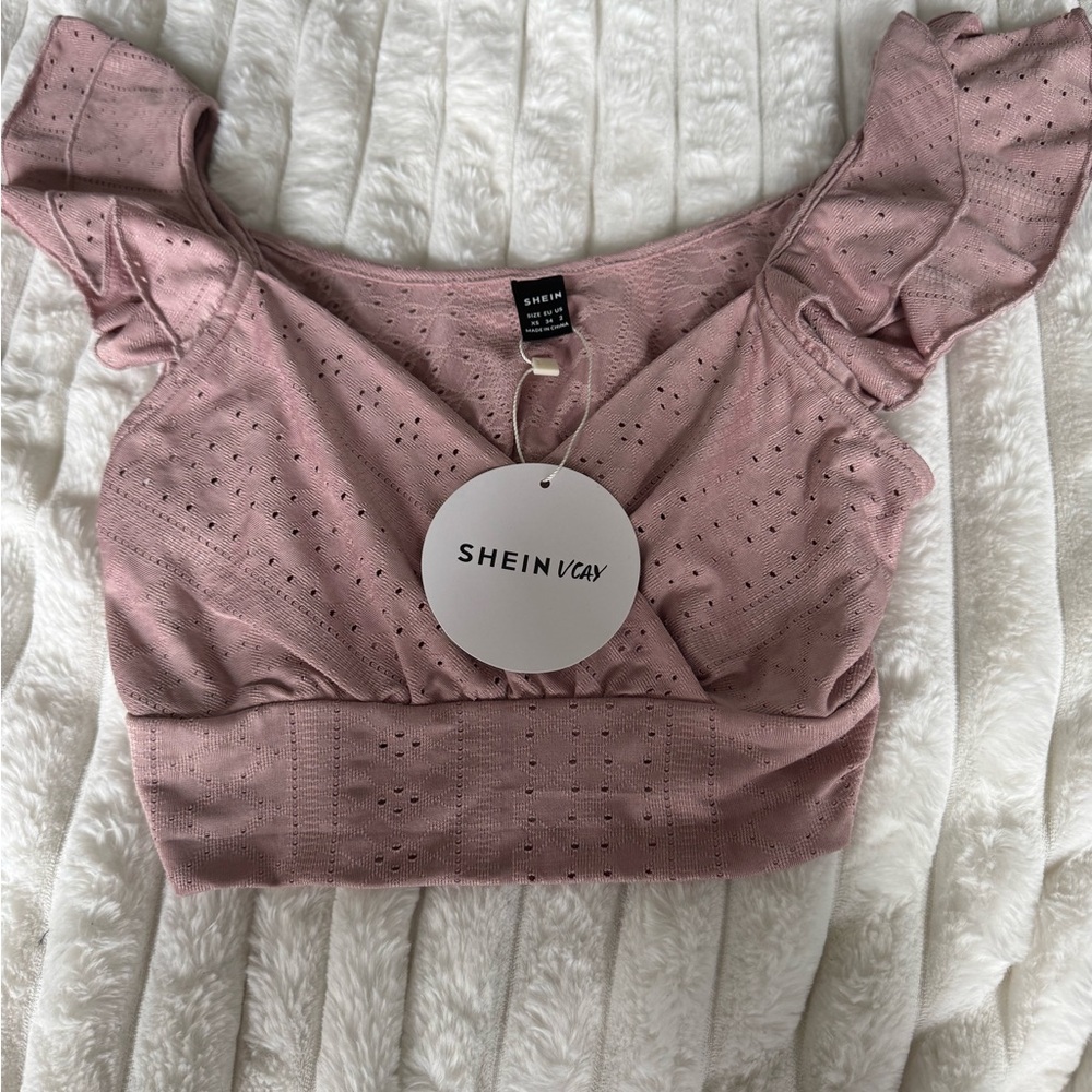 SHEIN Women's light pink Off-Shoulder Top